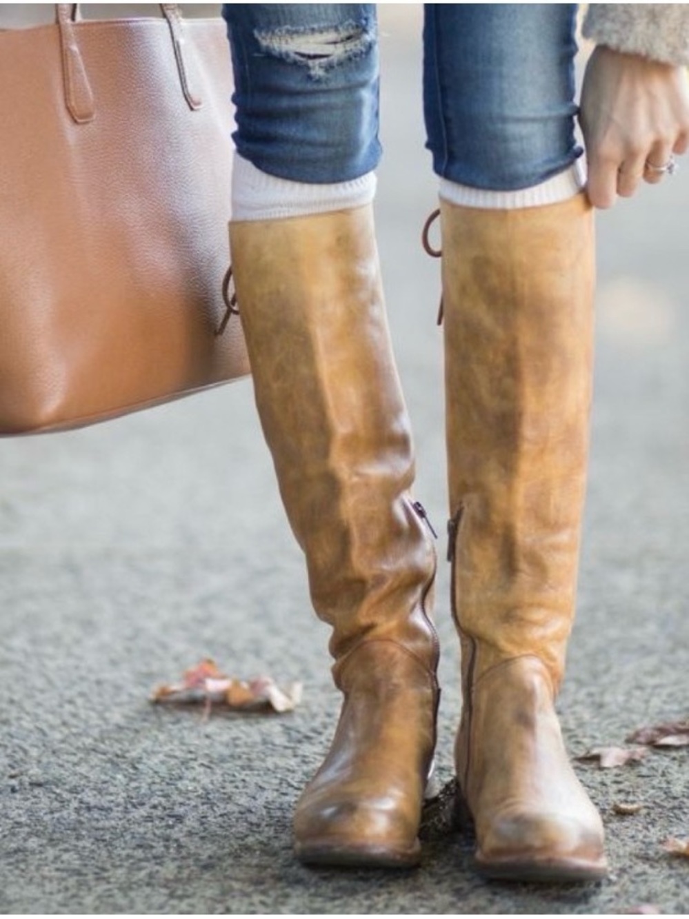 Bed|Stu Manchester Free People Distressed Rustic Leather Tall Boho Riding Boots - Picture 3 of 15